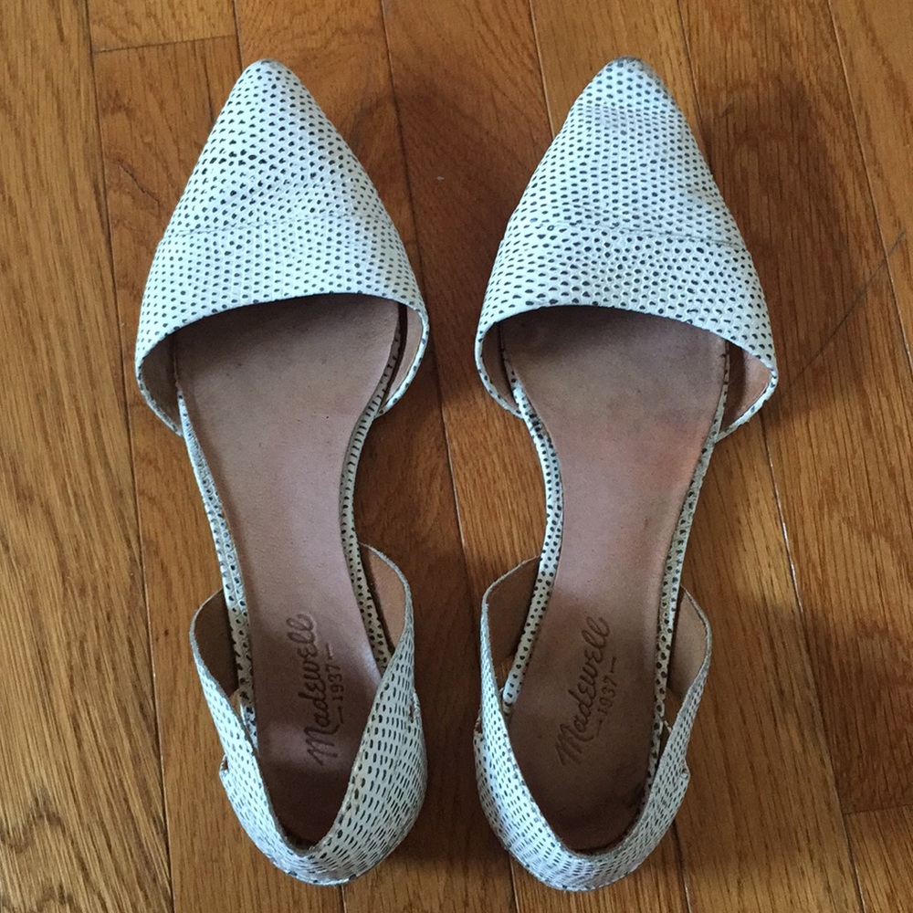 Madewell sz 10 white speckled pointed flats
